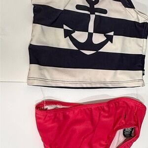 Nautica Navy and Pink Anchor Diaper Cover Set size 6 - 2 piece bikini